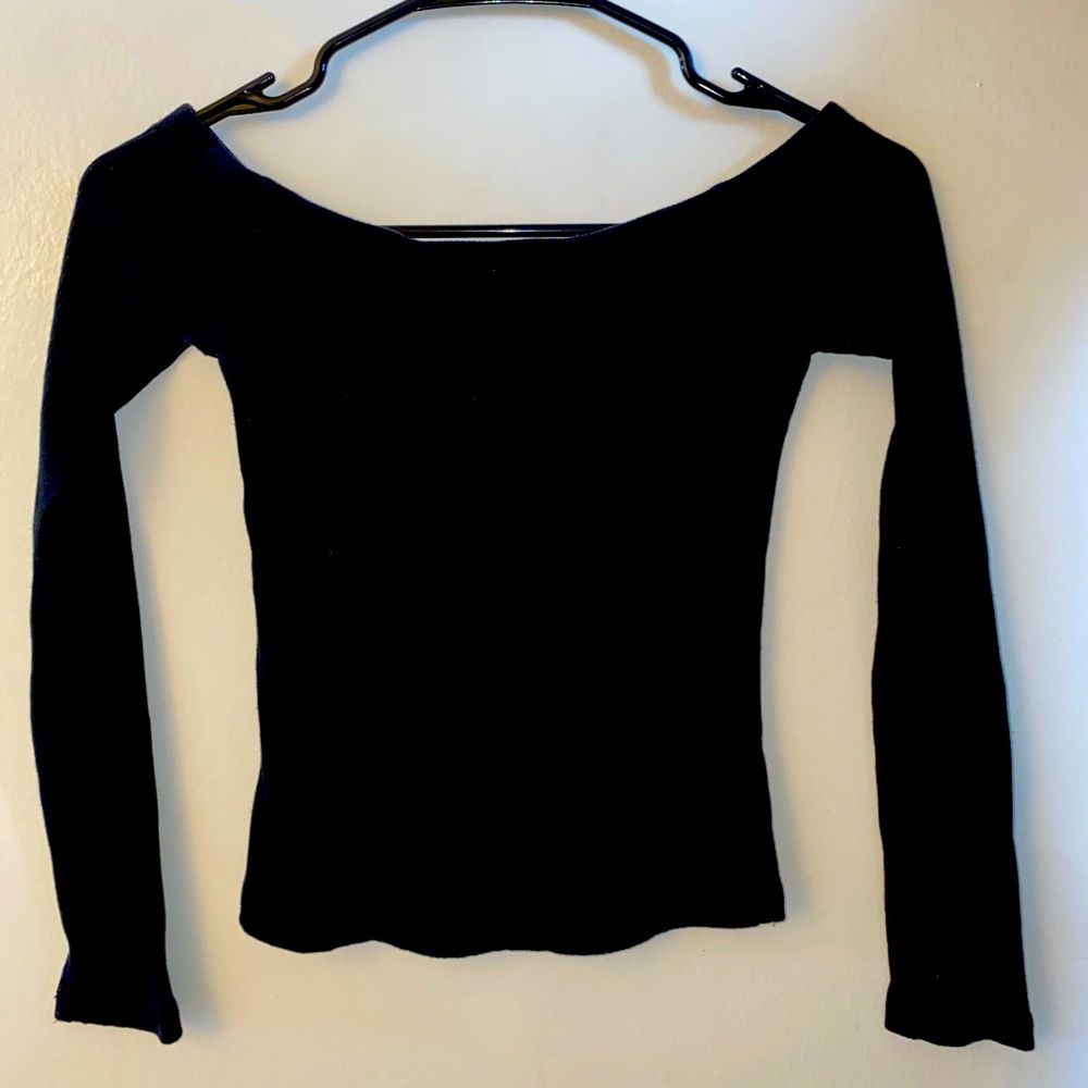 Black Long Sleeve Off The Shoulder Crop Top
